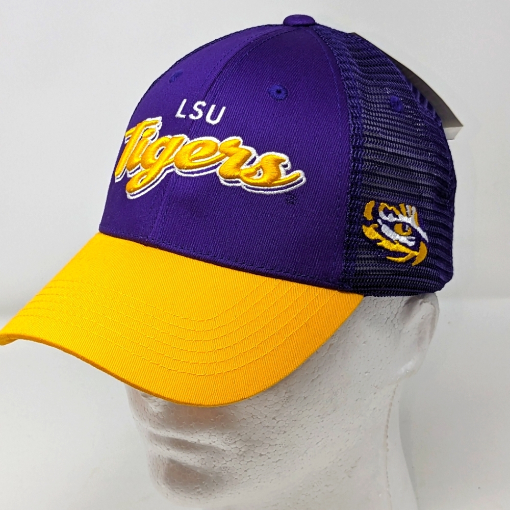 LSU Tigers Snapback Gold Bill Purple Mesh Trucker Hat By Captivating NWT